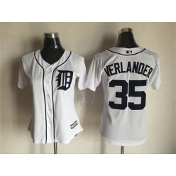 MLB Detroit Tigers 35 Justin Verlander White Fashion Stitched Women Jersey