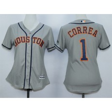 MLB Houston Astros 1 Carlos Correa Away Gray 2015 Cool Base Women Jersey