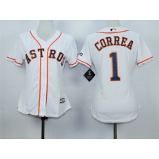 MLB Houston Astros 1 Carlos Correa Home White 2015 Cool Base Women Jersey