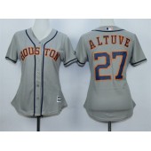 MLB Houston Astros 27 Jose Altuve Away Gray 2015 Cool Base Women Jersey