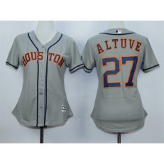 MLB Houston Astros 27 Jose Altuve Away Gray 2015 Cool Base Women Jersey
