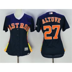 MLB Houston Astros 27 Jose Altuve Navy Blue Alternate Stitched Women Jersey