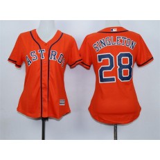 MLB Houston Astros 28 Jon Singleton Alternate Orange 2015 Cool Base Women Jersey