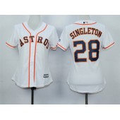 MLB Houston Astros 28 Jon Singleton Home White 2015 Cool Base Women Jersey