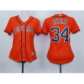 MLB Houston Astros 34 Nolan Ryan Alternate Orange 2015 Cool Base Women Jersey