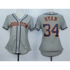 MLB Houston Astros 34 Nolan Ryan Away Gray 2015 Cool Base Women Jersey