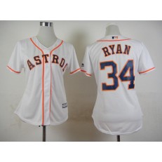MLB Houston Astros 34 Nolan Ryan Home White 2015 Cool Base Women Jersey