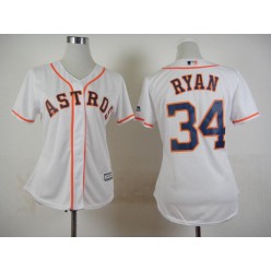 MLB Houston Astros 34 Nolan Ryan Home White 2015 Cool Base Women Jersey