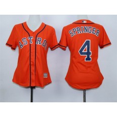 MLB Houston Astros 4 George Springer Alternate Orange 2015 Cool Base Women Jersey
