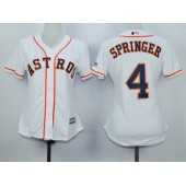 MLB Houston Astros 4 George Springer Home White 2015 Cool Base Women Jersey