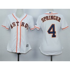 MLB Houston Astros 4 George Springer Home White 2015 Cool Base Women Jersey