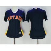 MLB Houston Astros Blank Navy Blue Alternate Stitched Women Jersey