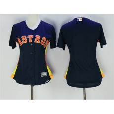 MLB Houston Astros Blank Navy Blue Alternate Stitched Women Jersey