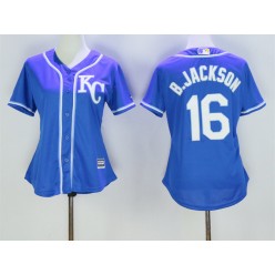 MLB Kansas City Royals 16 Bo Jackson Blue Alternate Stitched Baseball Women Jersey