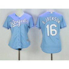 MLB Kansas City Royals 16 Bo Jackson Light Blue Alternate Stitched Baseball Women Jersey