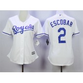 MLB Kansas City Royals 2 Alcides Escobar White Home Cool Base Baseball Women Jersey