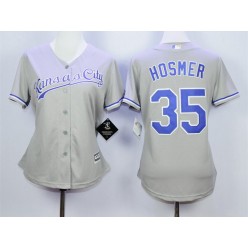 MLB Kansas City Royals 35 Eric Hosmer Gray Road Cool Base Baseball Women Jersey
