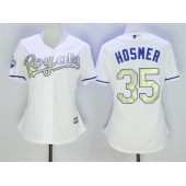 MLB Kansas City Royals 35 Eric Hosmer White 2015 World Series Champions Gold Program Cool Base Stitched Baseball Women Jersey