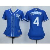 MLB Kansas City Royals 4 Alex Gordon Blue Alternate Stitched Baseball Women Jersey
