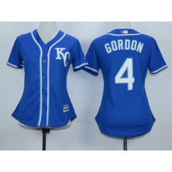 MLB Kansas City Royals 4 Alex Gordon Blue Alternate Stitched Baseball Women Jersey
