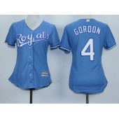 MLB Kansas City Royals 4 Alex Gordon Light Blue Alternate Stitched Baseball Women Jersey