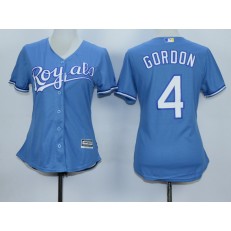 MLB Kansas City Royals 4 Alex Gordon Light Blue Alternate Stitched Baseball Women Jersey