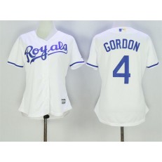 MLB Kansas City Royals 4 Alex Gordon White Home Cool Base Baseball Women Jersey