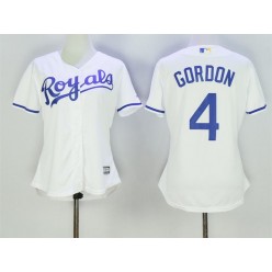 MLB Kansas City Royals 4 Alex Gordon White Home Cool Base Baseball Women Jersey