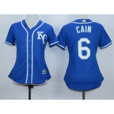 MLB Kansas City Royals 6 Lorenzo Cain Blue Alternate Stitched Baseball Women Jersey