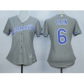 MLB Kansas City Royals 6 Lorenzo Cain Gray Road Cool Base Baseball Women Jersey