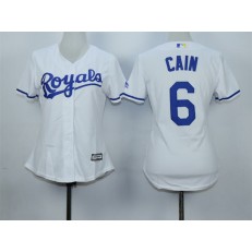 MLB Kansas City Royals 6 Lorenzo Cain White Home Cool Base Baseball Women Jersey