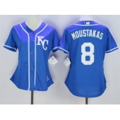 MLB Kansas City Royals 8 Mike Moustakas Blue Alternate Stitched Baseball Women Jersey