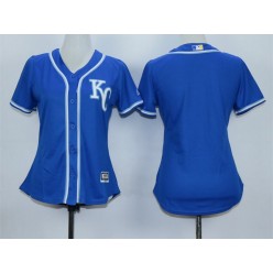 MLB Kansas City Royals Blank Blue Alternate Stitched Baseball Women Jersey