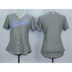 MLB Kansas City Royals Blank Gray Road Cool Base Baseball Women Jersey