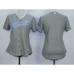 MLB Kansas City Royals Blank Gray Road Cool Base Baseball Women Jersey