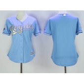 MLB Kansas City Royals Blank Light Blue 2015 World Series Champions Gold Program Cool Base Women Jersey