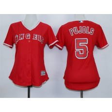 MLB LA Angels Of Anaheim 5 Albert Pujols Alternate Red 2015 MLB Cool Base Women Jersey