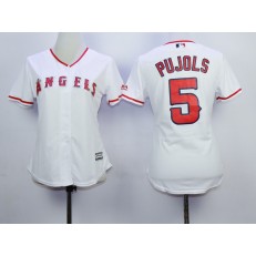 MLB LA Angels Of Anaheim 5 Albert Pujols Home White 2015 Cool Base Women Jersey