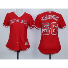 MLB LA Angels Of Anaheim 56 Kole Calhoun Alternate Red 2015 MLB Cool Base Women Jersey