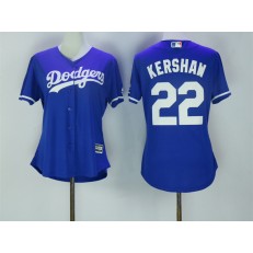 MLB Los Angeles Dodgers 22 Clayton Kershaw Blue Fashion Stitched Women Jersey