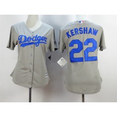 MLB Los Angeles Dodgers 22 Clayton Kershaw Gray 2015 Cool Base Women Jersey