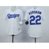 MLB Los Angeles Dodgers 22 Clayton Kershaw White Home Stitched Women Jersey