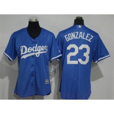 MLB Los Angeles Dodgers 23 Adrian Gonzalez Alternate Blue Cool Base Women Jersey