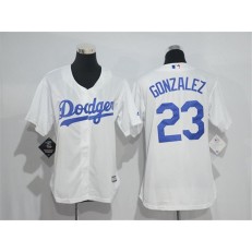MLB Los Angeles Dodgers 23 Adrian Gonzalez White Home Stitched Women Jersey