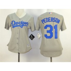 MLB Los Angeles Dodgers 31 Joc Pederson Gray 2015 Cool Base Women Jersey