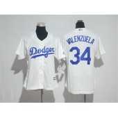 MLB Los Angeles Dodgers 34 Fernando Valenzuela White Home Stitched Women Jersey
