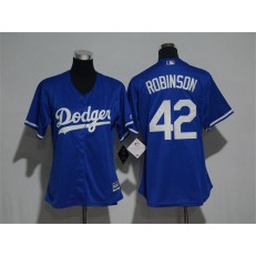 MLB Los Angeles Dodgers 42 Jackie Robinson Blue Fashion Stitched Women Jersey