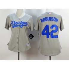 MLB Los Angeles Dodgers 42 Jackie Robinson Gray 2015 Cool Base Women Jersey
