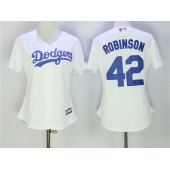 MLB Los Angeles Dodgers 42 Jackie Robinson White Home Stitched Women Jersey