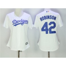 MLB Los Angeles Dodgers 42 Jackie Robinson White Home Stitched Women Jersey